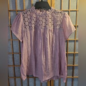 Lace Detail Dusty Rose Blouse